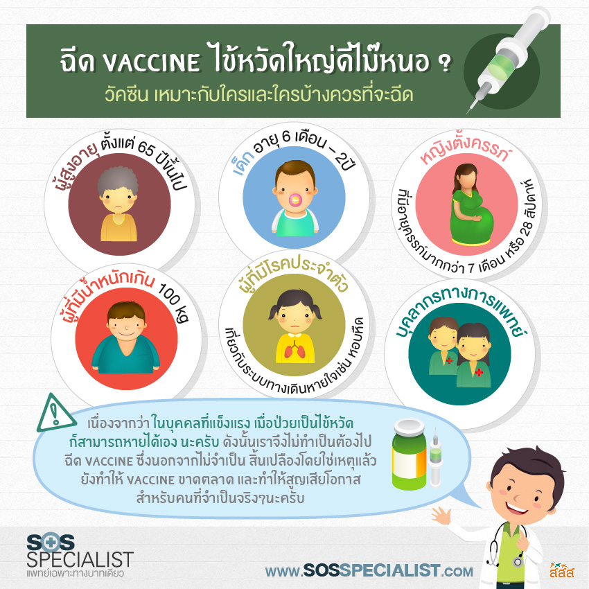 เอกสารแนะนำความรู้เกี่ยวกับวัคซีนสำหรับประชาชน ไข้หวัดใหญ่ ป้องกันได้ด้วย วัคซีน